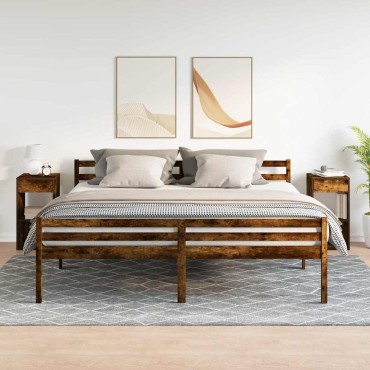 vidaXL Κομοδίνα με συρτάρι 2 τεμ. Καπνιστή Δρυς 35x34x66,5cm