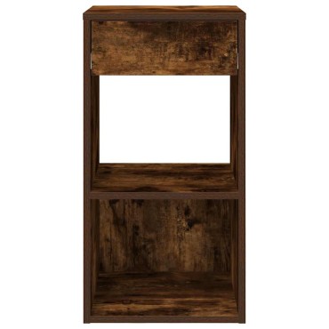 vidaXL Κομοδίνα με συρτάρι 2 τεμ. Καπνιστή Δρυς 35x34x66,5cm
