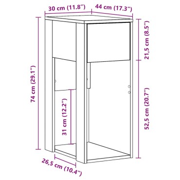 vidaXL Βάση πύργου υπολογιστή με συρτάρι Γκρι Sonoma 30x44x74cm 1 τεμ.