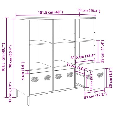 vidaXL Ντουλάπι Λευκό 101,5x39x103,5cm από Χάλυβα 1 τεμ.