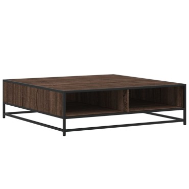 vidaXL Τραπεζάκι Σαλονιού Καφέ Δρυς 100x100x30cm Επεξ. Ξύλο/Μέταλλο 1 τεμ.
