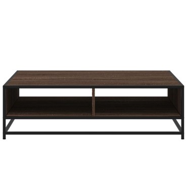 vidaXL Τραπεζάκι Σαλονιού Καφέ Δρυς 100x100x30cm Επεξ. Ξύλο/Μέταλλο 1 τεμ.