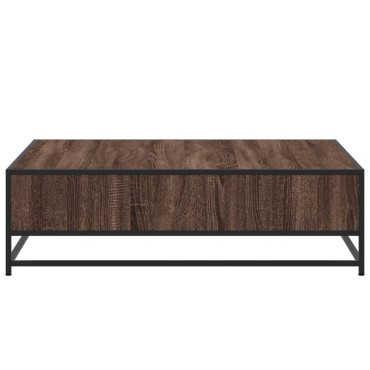 vidaXL Τραπεζάκι Σαλονιού Καφέ Δρυς 100x100x30cm Επεξ. Ξύλο/Μέταλλο 1 τεμ.