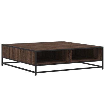 vidaXL Τραπεζάκι Σαλονιού Καφέ Δρυς 100x100x30cm Επεξ. Ξύλο/Μέταλλο 1 τεμ.