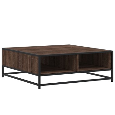 vidaXL Τραπεζάκι Σαλονιού Καφέ Δρυς 80x80x30cm Επεξ. Ξύλο/Μέταλλο 1 τεμ.