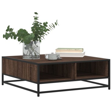 vidaXL Τραπεζάκι Σαλονιού Καφέ Δρυς 80x80x30cm Επεξ. Ξύλο/Μέταλλο 1 τεμ.