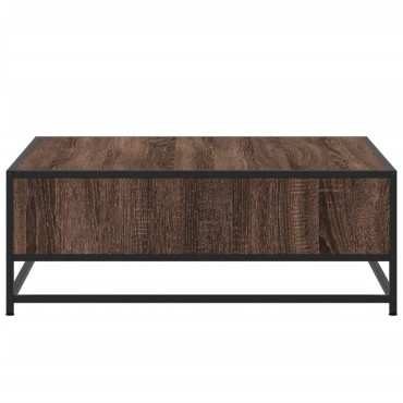 vidaXL Τραπεζάκι Σαλονιού Καφέ Δρυς 80x80x30cm Επεξ. Ξύλο/Μέταλλο 1 τεμ.