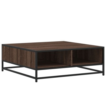 vidaXL Τραπεζάκι Σαλονιού Καφέ Δρυς 80x80x30cm Επεξ. Ξύλο/Μέταλλο 1 τεμ.