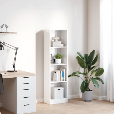 vidaXL Βιβλιοθήκη Γυαλιστερό Λευκό 40x24x143cm Επεξεργασμένο Ξύλο 1 τεμ.
