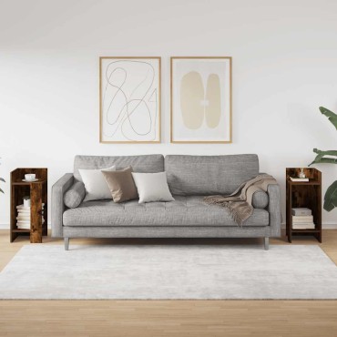 vidaXL Τραπεζάκια 2 τεμ. με ράφι Καπνιστή Δρυς 25,5x27x60cm