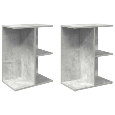 vidaXL Κομοδίνα 2 τεμ. Γκρι Σκυροδέματος 46,5x29x61cm από Επεξ. Ξύλο