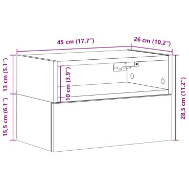vidaXL Κομοδίνο Επιτοίχιο Καφέ Δρυς 45x26x28,5cm 1 τεμ.
