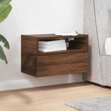 vidaXL Κομοδίνο Επιτοίχιο Καφέ Δρυς 45x26x28,5cm 1 τεμ.