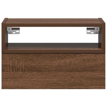 vidaXL Κομοδίνο Επιτοίχιο Καφέ Δρυς 45x26x28,5cm 1 τεμ.