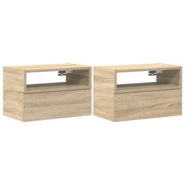 vidaXL Κομοδίνα Επιτοίχια 2 τεμ. Sonoma Δρυς 45x26x28,5cm