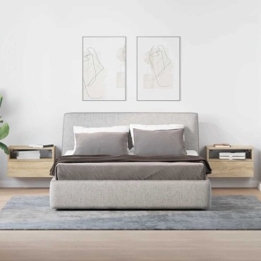vidaXL Κομοδίνα Επιτοίχια 2 τεμ. Sonoma Δρυς 45x26x28,5cm