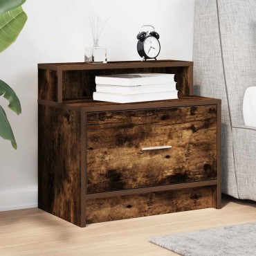 vidaXL Κομοδίνο με συρτάρι Καπνιστή Δρυς 51x31x47cm 1 τεμ.