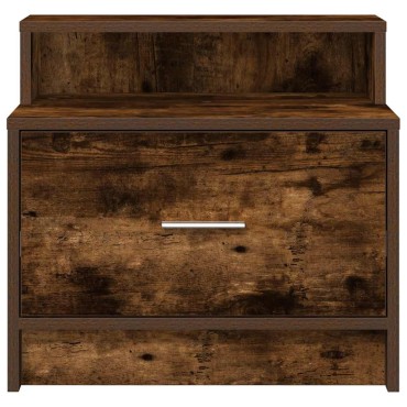 vidaXL Κομοδίνο με συρτάρι Καπνιστή Δρυς 51x31x47cm 1 τεμ.