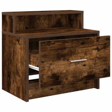 vidaXL Κομοδίνο με συρτάρι Καπνιστή Δρυς 51x31x47cm 1 τεμ.