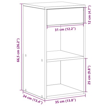 vidaXL Κομοδίνο με 2 συρτάρια Όψη Παλαιού Ξύλου 35x34x66,5cm 1 τεμ.