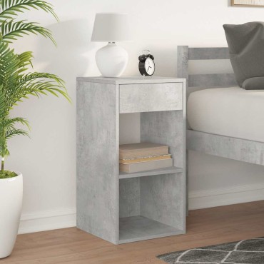 vidaXL Κομοδίνο με συρτάρι Γκρι Σκυροδέματος 35x34x66,5cm 1 τεμ.