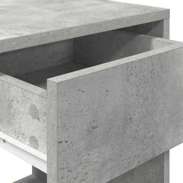 vidaXL Κομοδίνο με συρτάρι Γκρι Σκυροδέματος 35x34x66,5cm 1 τεμ.