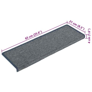 vidaXL Πατάκια Σκάλας 30 τεμ. Μωβ και Μπλε 65 x 21 x 4 εκ.