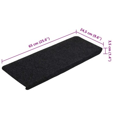 vidaXL Πατάκια Σκάλας Αυτοκόλλητα 30 τεμ. Μαύρο 65x24,5x3,5 εκ.