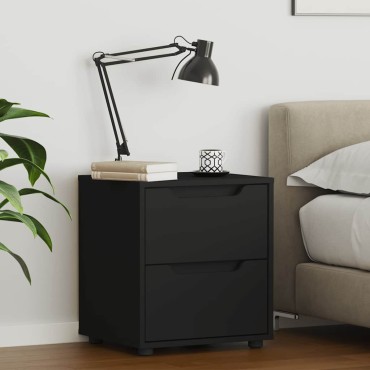 vidaXL Κομοδίνο "VISNES" Μαύρο 45x40x50cm Κατασκευασμένο ξύλο 1 τεμ.