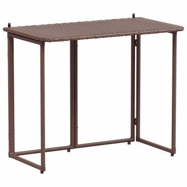 vidaXL Πτυσσόμενο τραπέζι κήπου καφέ 90x51x75cm Poly Rattan