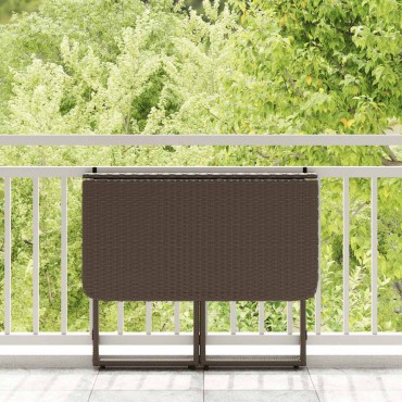vidaXL Πτυσσόμενο τραπέζι κήπου καφέ 90x51x75cm Poly Rattan