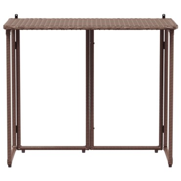 vidaXL Πτυσσόμενο τραπέζι κήπου καφέ 90x51x75cm Poly Rattan