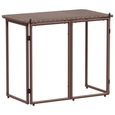 vidaXL Πτυσσόμενο τραπέζι κήπου καφέ 90x51x75cm Poly Rattan
