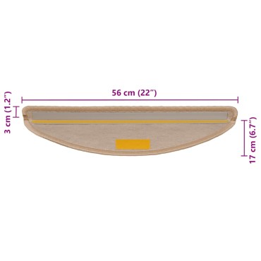 vidaXL Πατάκια Σκάλας Αυτοκόλ. 30 τεμ. Όψη Σιζάλ Αν. Μπεζ 56x17x3 εκ.