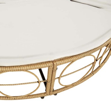 vidaXL Εξωτερική Lounge κρεβάτι με θόλο και μαξιλάρια Poly Rattan 160x151 cm