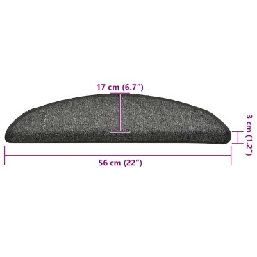 vidaXL Πατάκια για σκάλες 30 τεμάχια Σκούρο Γκρι 56x17x3 εκ.