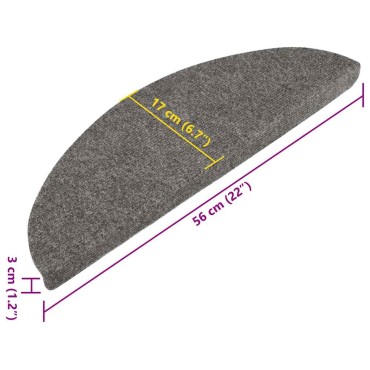 vidaXL Πατάκια Σκάλας Αυτοκόλλητα 30 τεμ. Γκρι 56 x 17 x 3 εκ.