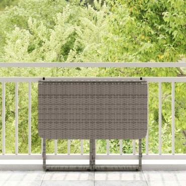 vidaXL Πτυσσόμενο τραπέζι κήπου γκρι 90x51x75cm Poly Rattan