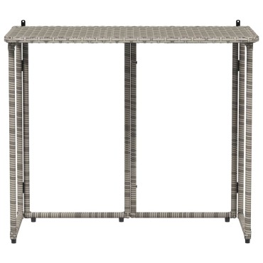 vidaXL Πτυσσόμενο τραπέζι κήπου γκρι 90x51x75cm Poly Rattan