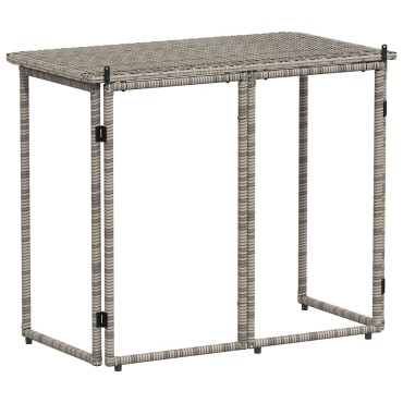 vidaXL Πτυσσόμενο τραπέζι κήπου γκρι 90x51x75cm Poly Rattan