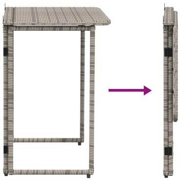 vidaXL Πτυσσόμενο τραπέζι κήπου γκρι 90x51x75cm Poly Rattan