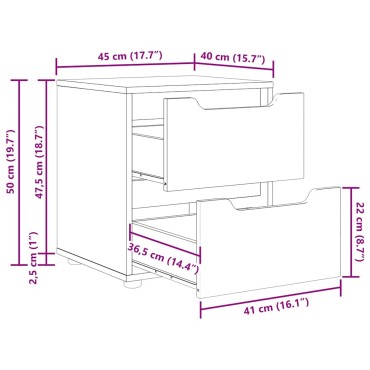 vidaXL Κομοδίνο VISNES Μπετόν Γκρι 45x40x50cm Επεξεργασμένο ξύλο 1 τεμ.
