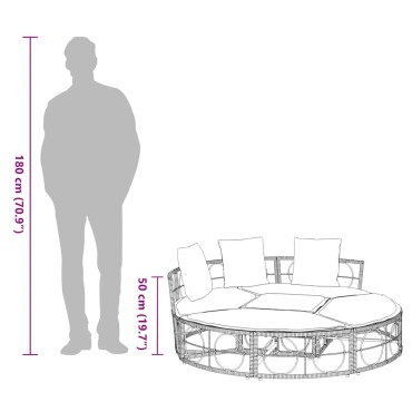 vidaXL Εξωτερική Lounge κρεβάτι χωρίς θόλο Poly Rattan 160x50 cm