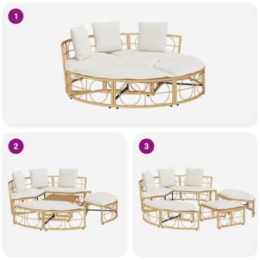 vidaXL Εξωτερική Lounge κρεβάτι χωρίς θόλο Poly Rattan 160x50 cm