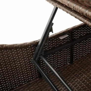 vidaXL Πτυσσόμενη ξαπλώστρα με μαξιλάρι και αποθήκευση Brown 100x59x56 cm
