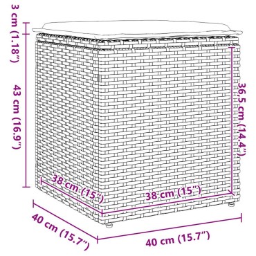 vidaXL σκαμπό κήπου με μαξιλάρια 2 τεμ. Μπεζ 40x40x43cm