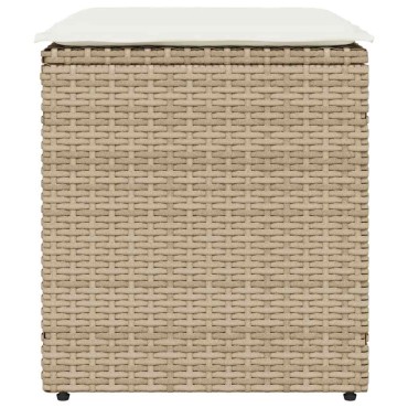 vidaXL σκαμπό κήπου με μαξιλάρια 2 τεμ. Μπεζ 40x40x43cm