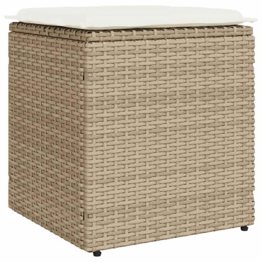 vidaXL σκαμπό κήπου με μαξιλάρια 2 τεμ. Μπεζ 40x40x43cm