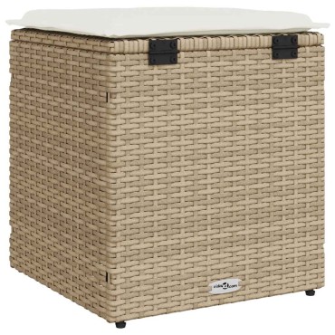 vidaXL σκαμπό κήπου με μαξιλάρια 2 τεμ. Μπεζ 40x40x43cm