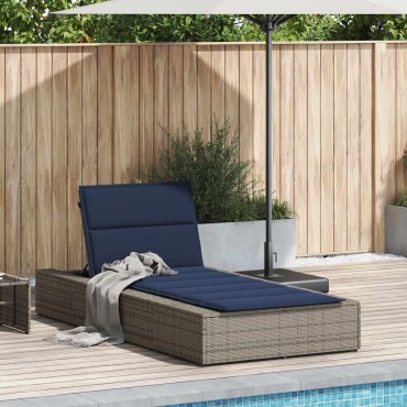 vidaXL Ξαπλώστρα με αιωρούμενο μαξιλάρι Γκρι Poly Rattan 210x100x28/47/67/79 cm 1 τεμ.